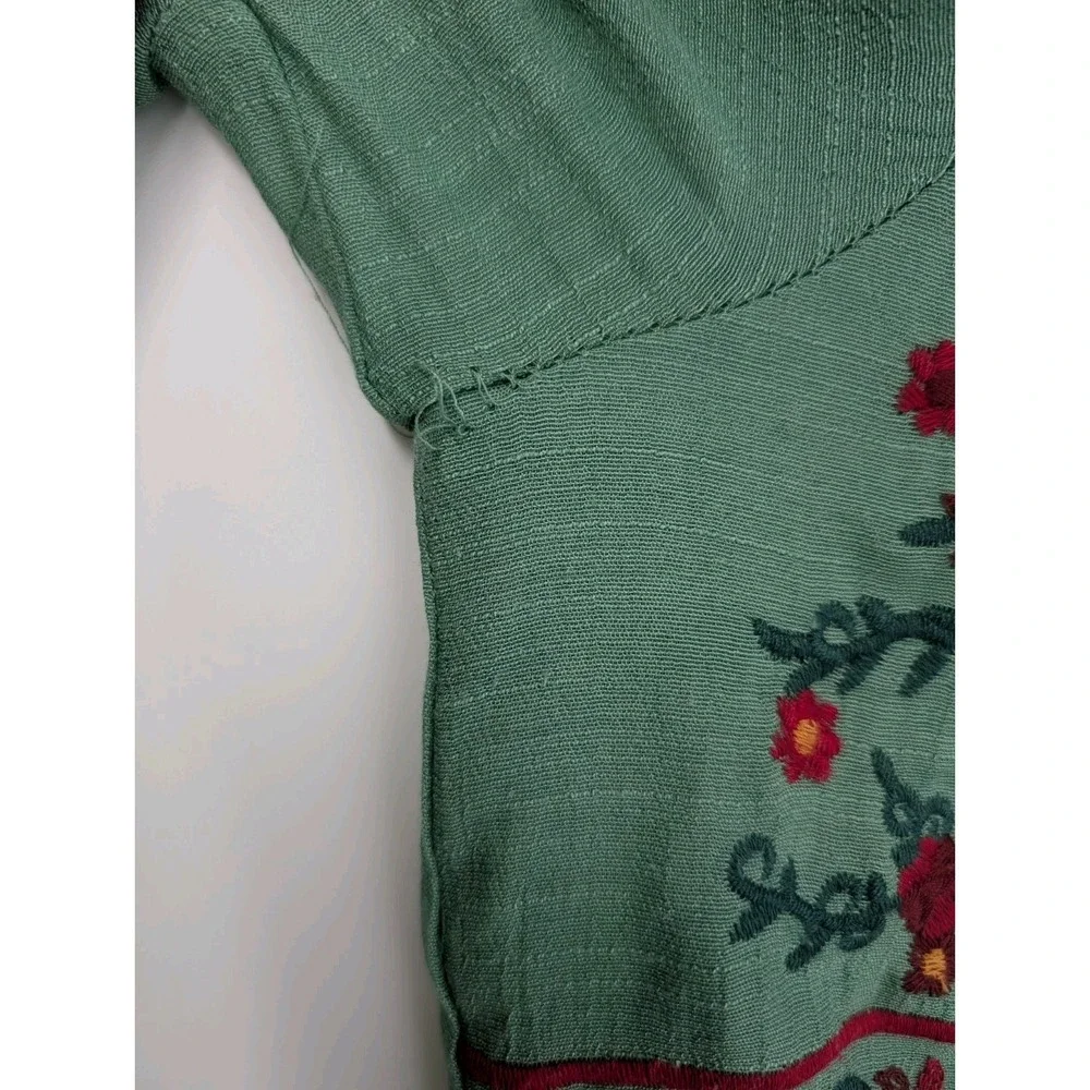 Umgee Green Embroidered Tunic Dress Flutter Sleeve Size L Boho Hippie Festival - Picture 11 of 11